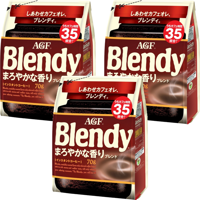 AGF Blendy 柔香即溶咖啡補充包, 70g, 3個, 1個裝