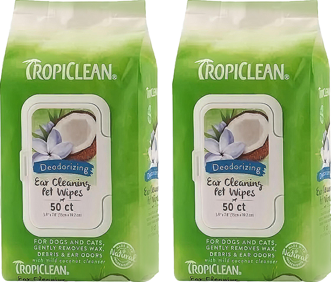 TROPICLEAN 巧倍麗 除臭配方 寵物用潔耳布 50張, 2包