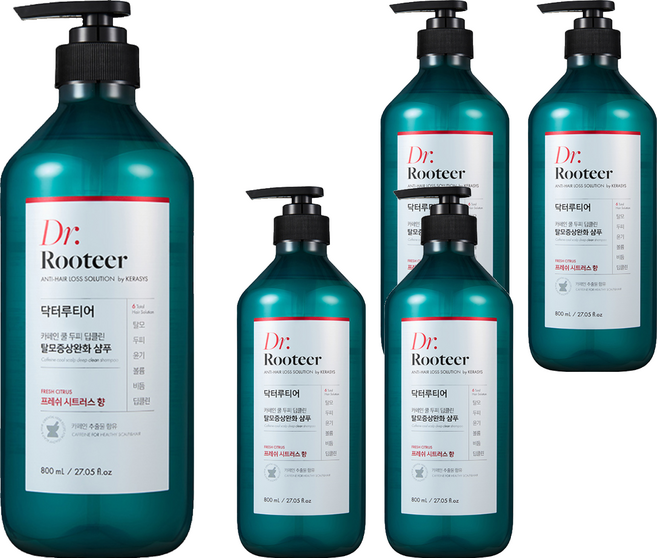 DrRooteer 咖啡因髮根蓬鬆洗髮精 清涼薄荷調, 5件, 800ml