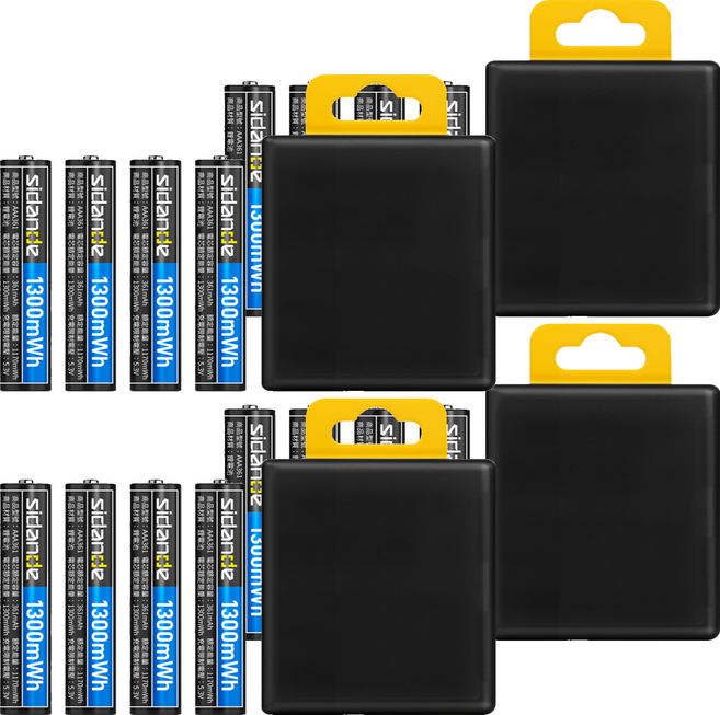 sidande 斯丹德 1.5V可充式鋰離子電池組 1300mWh 附電池收納盒 AAA361, 4組, 4個