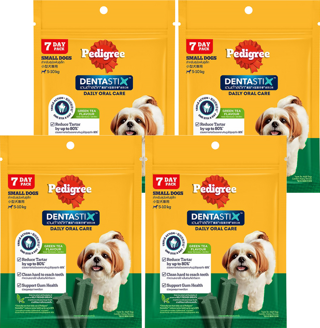 Pedigree 寶路 X型潔牙骨 小型犬專用, 105g, 4個, 綠茶口味