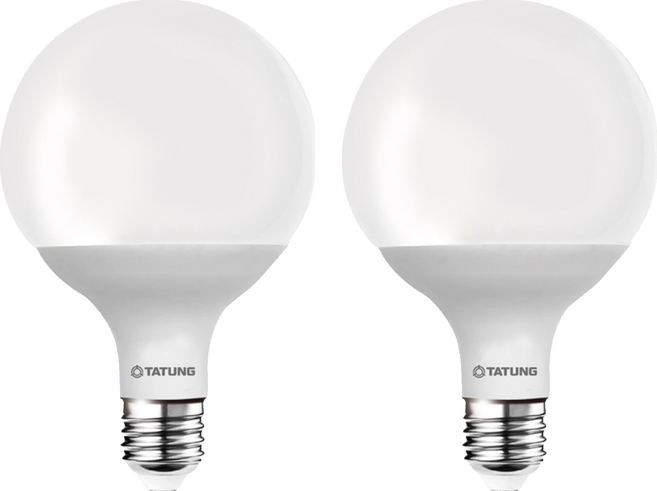 TATUNG 大同 球型燈泡 LED 3000K 全電壓 15W G95, 2個, 黃光