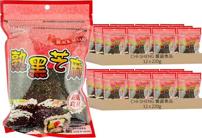 CHI-SHENG 耆盛食品 熟黑芝麻, 220g, 24包