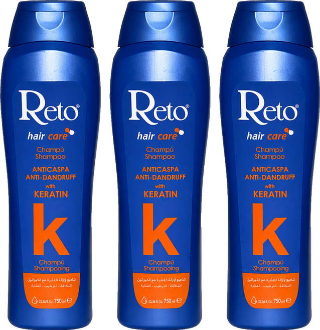Reto 抗油緩抗屑護髮洗髮精 含角蛋白, 3件, 750ml