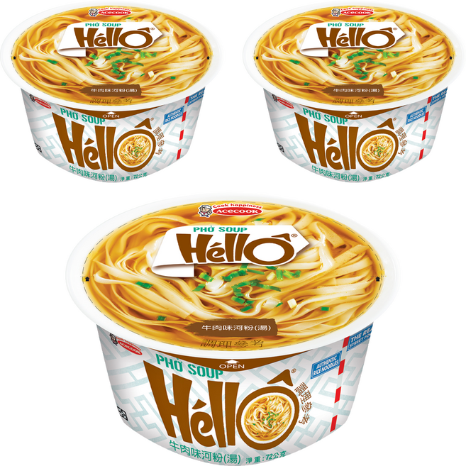 AceCOOK HELLO 牛肉味河粉 湯, 3個