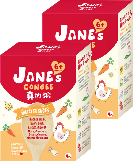 JANE's CONGEE 真的粥 雞肉菇菇粥 4包, 600g, 2個