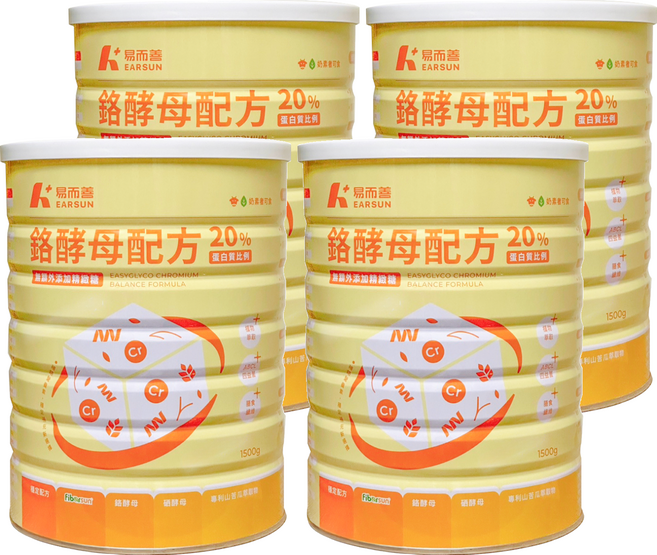 易而善 鉻酵母配方奶粉, 1.5kg, 4個