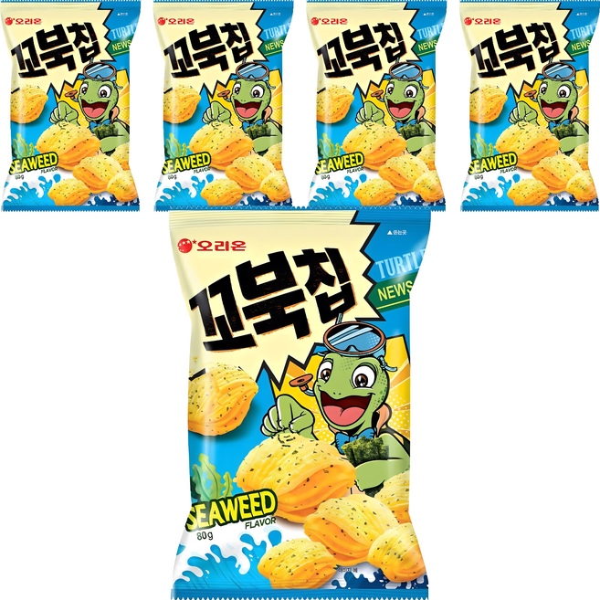 ORION 好麗友 烏龜玉米脆片 海苔味, 80g, 5包