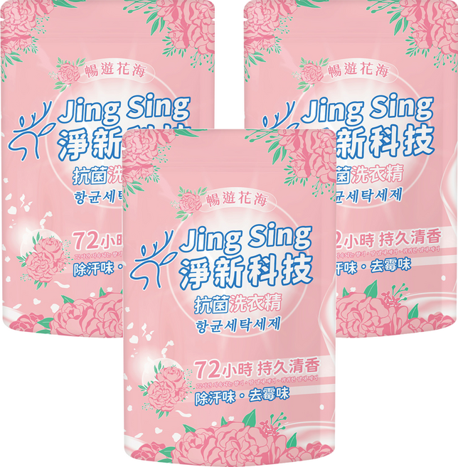 淨新科技 洗衣精補充包 01 暢遊花海, 3個, 1.8L