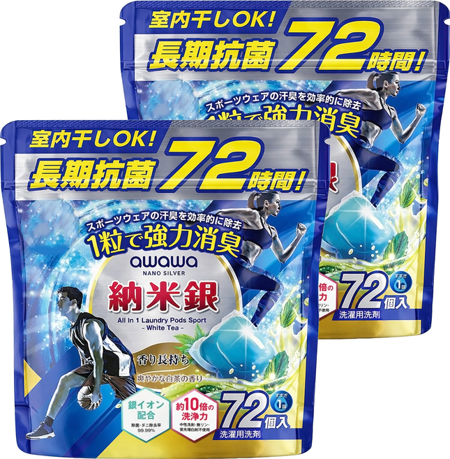 awawa 泡泡三合一香氛洗衣珠 白茶, 72個裝, 2組