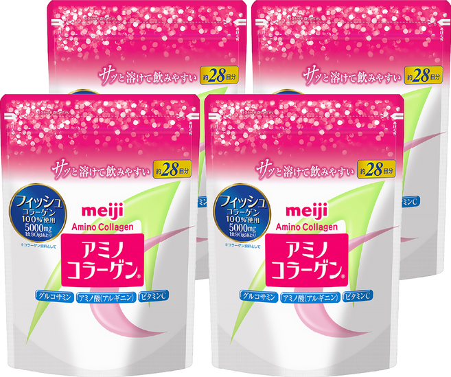 meiji 明治 台灣公司貨 Amino Collagen 氨基膠原蛋白 膠原蛋白粉 28日份, 196g, 4包