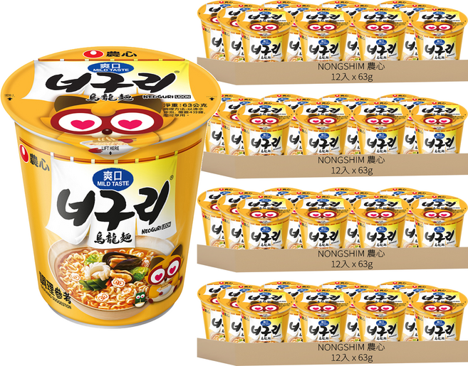 NONGSHIM 農心 爽口海鮮烏龍杯麵, 63g, 48入