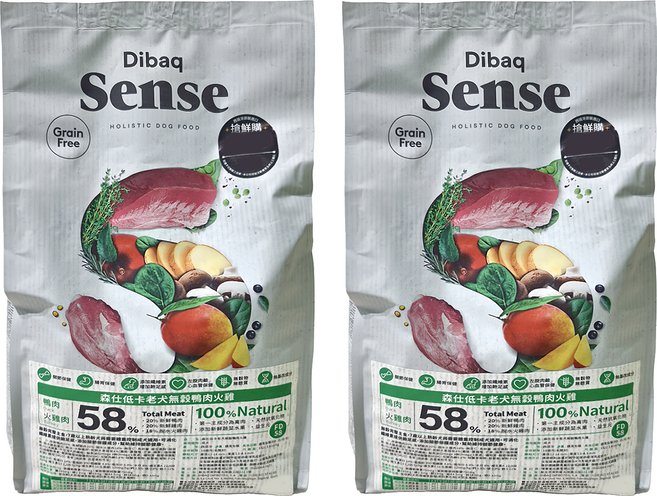 Dibaq Sense 森仕 低卡老犬無穀乾飼料 FD58, 2000g, 2袋, 鴨肉 + 火雞