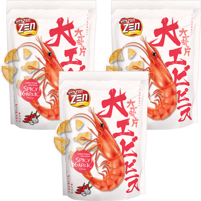 ZEn ZEn 吉珍 大馬讚讚來大蝦片 辣味蒜香, 50g, 3個