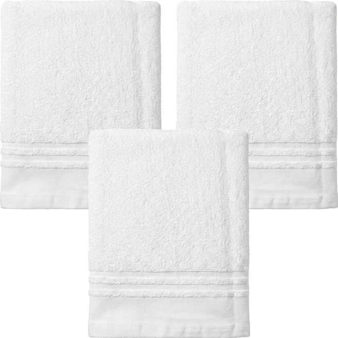 Lin Hua Towels 林花毛巾 8兩輕薄款浴巾, 白色, 3個
