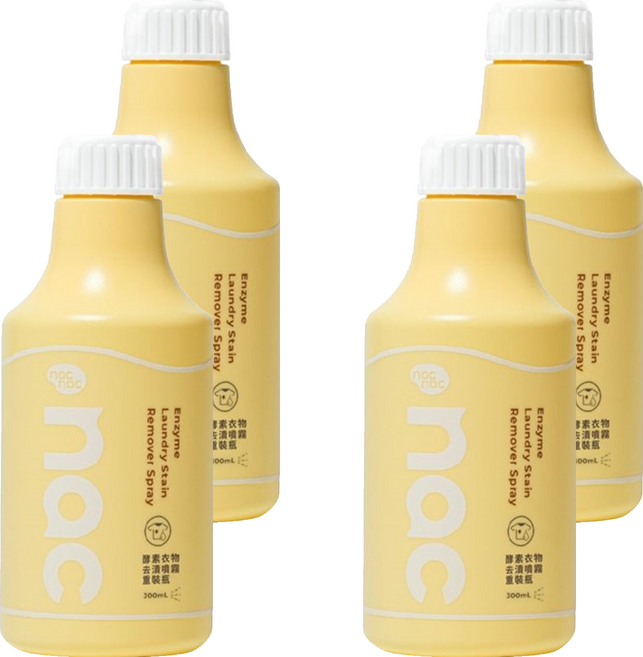 nac nac 酵素衣物去漬噴霧重裝瓶, 4個, 300ml