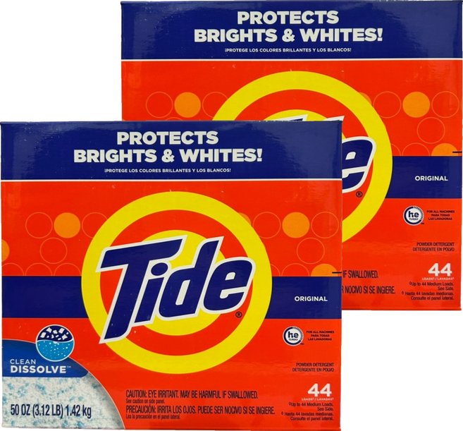 Tide 濃縮he高效能洗衣粉, 1.42kg, 2個