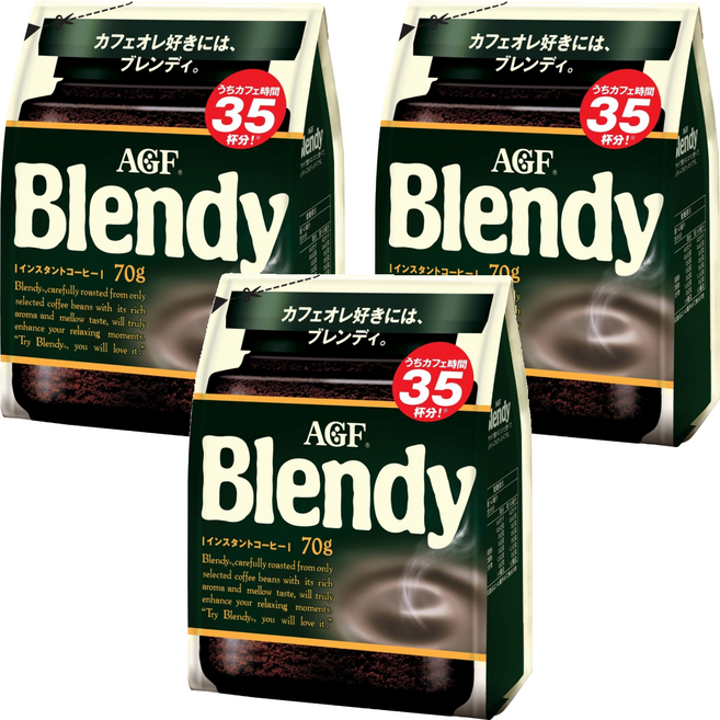 AGF Blendy 經典即溶咖啡補充包, 70g, 3個, 1個裝