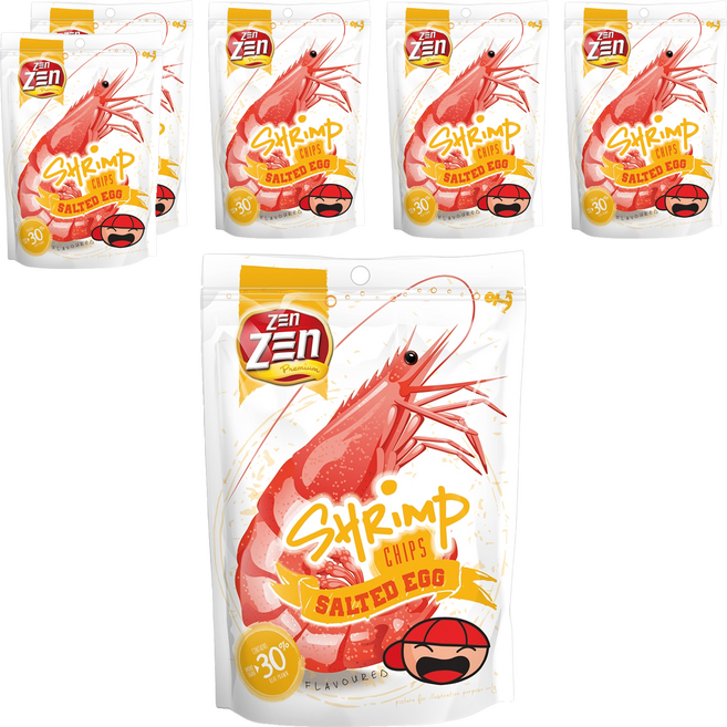ZEn ZEn 吉珍 大馬讚讚來蝦片 鹹蛋味, 70g, 6個
