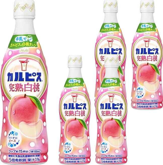 可爾必思 濃縮白桃乳酸菌飲料, 470ml, 5瓶