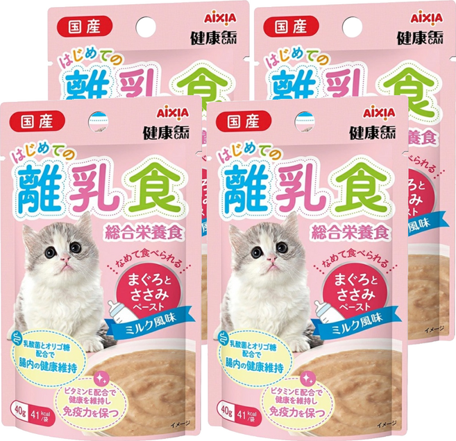 AiXiA 幼貓離乳主食餐包1號, 40g, 4個, 鮪魚 + 雞