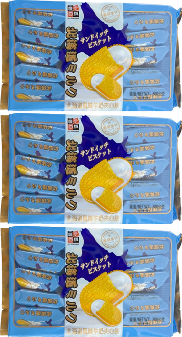 AJI OKASHI 味覺百撰 北海道風味牛奶夾心餅, 300g, 3個
