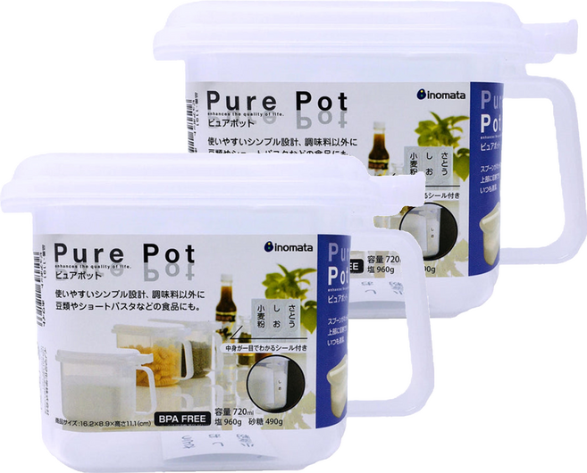 inomata 附匙調味盒 白色, 2個, 720ml