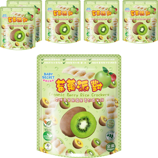 BABY SECRET 寶寶的秘密 有機米餅, 6包, 奇異果 + 蘋果 + 蔓越莓, 25g