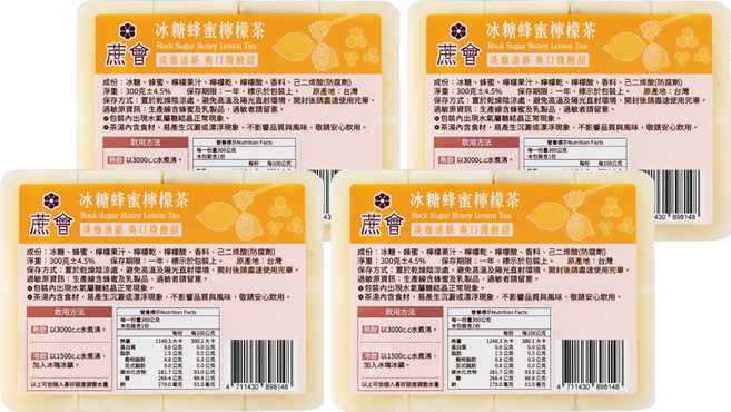 蔗會 冰糖蜂蜜檸檬茶, 4個, 1個裝, 300g