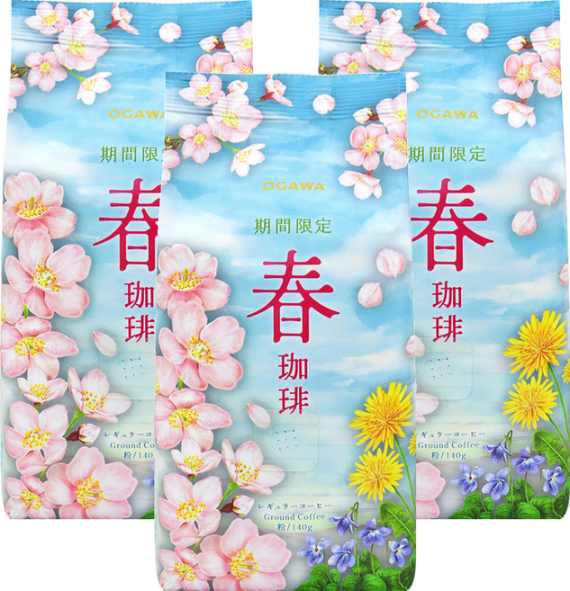 OGAWA 小川珈琲 春咖啡粉, 140g, 3個