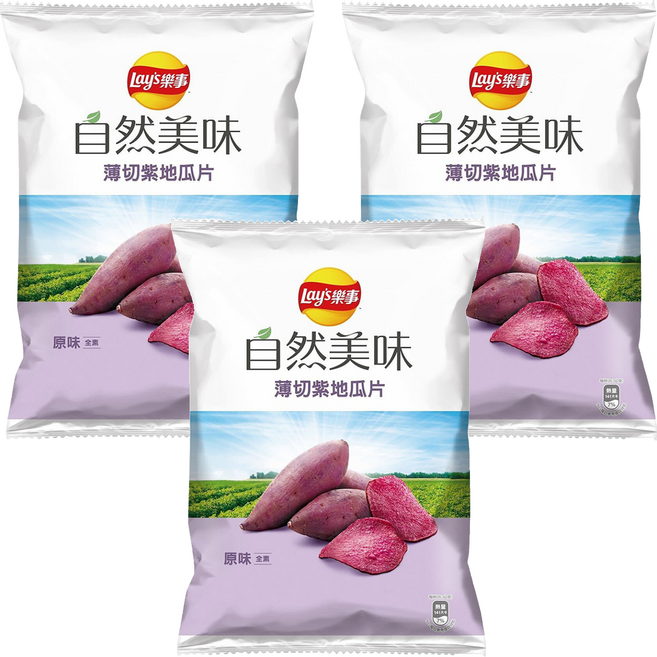 Lay's 樂事 自然美味薄切紫地瓜片 原味, 79g, 3包