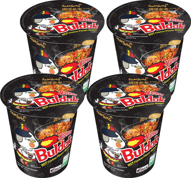 Buldak Ramen 三養火辣雞肉風味鐵板炒麵杯裝 70g, 4個