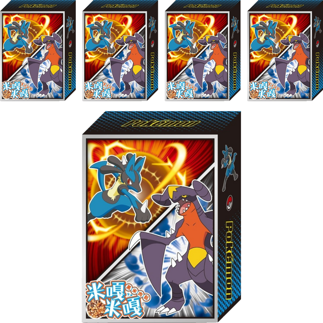 PoKeMoN 寶可夢 米嘎米嘎 黑米肉鬆 路卡利歐&烈咬陸鯊, 65g, 5個