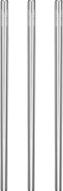 PLUS PERFECT 理想 極緻316不銹鋼筷 38cm, 1雙筷子, 銀色, 3組