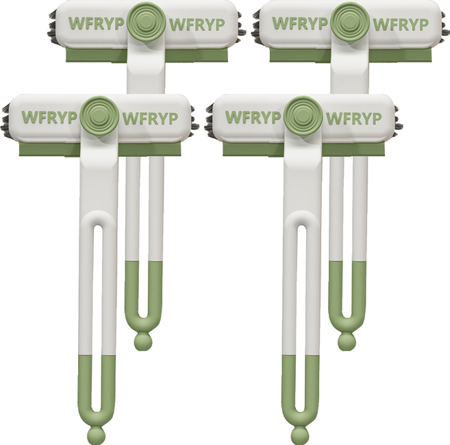 WFRYP 多功能旋轉縫隙清潔刷/毛髮夾/刮水板, 白綠色, 4個
