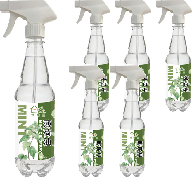 HAPPY HOUSE 快樂屋 草本植萃噴霧 薄荷油 水性, 6個, 500ml