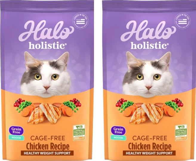 Halo 嘿囉 成貓用 無穀乾糧, 2袋, 新鮮雞肉燉豌豆 + 鷹嘴豆, 1.36kg