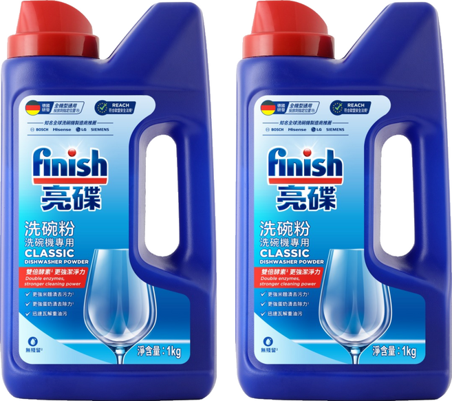 finish 洗碗粉 洗碗機專用, 1kg, 2瓶