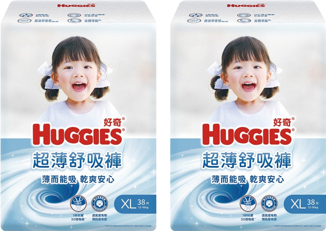 HUGGIES 好奇 超薄舒吸褲 褲型尿布 褲型紙尿褲 12~16kg 39577, XL, 76片