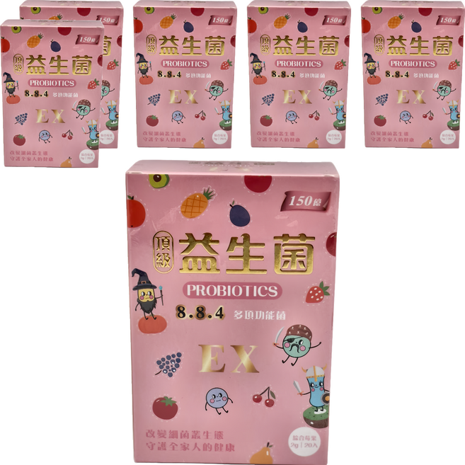 頂級益生菌粉包EX綜合 奶素 莓果口味, 20包, 2g, 6盒