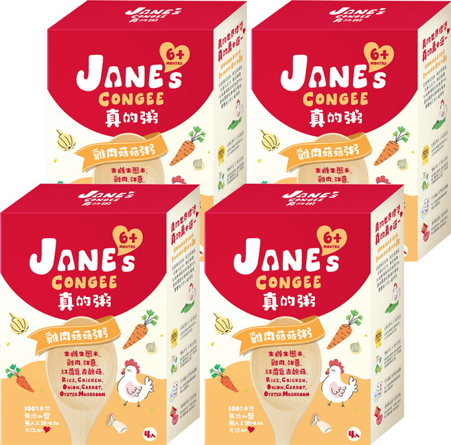 JANE's CONGEE 真的粥 雞肉菇菇粥 4包, 600g, 4個