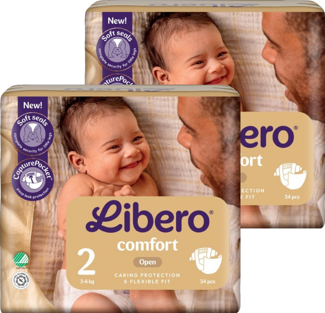 Libero 麗貝樂 Comfort 黏貼型尿布 3~6kg, 68片, 第2階段