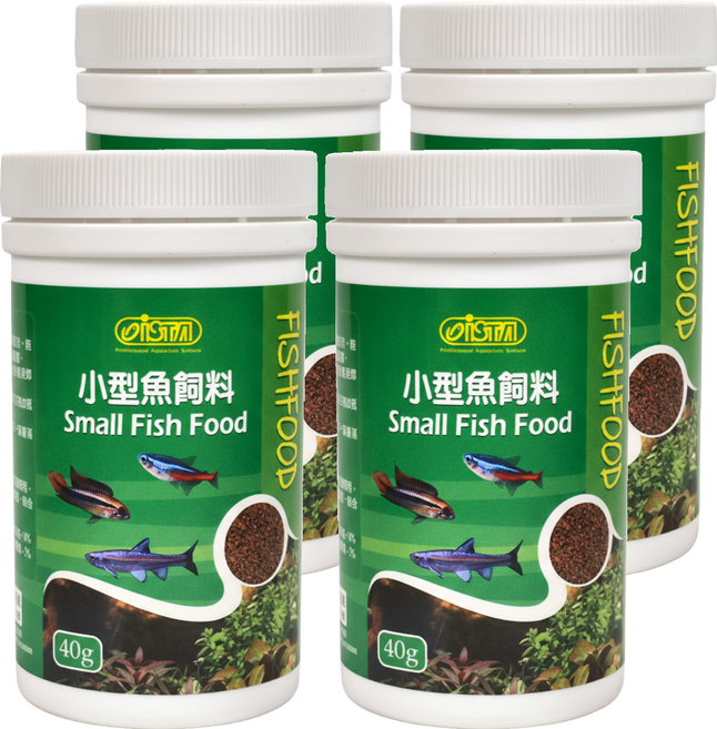 ISTA 伊士達 小型魚飼料 小型魚 觀賞魚 孔雀魚 微粒 粉狀, 4罐, 40g