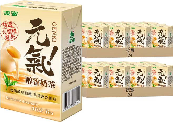 波蜜 元氣醇香奶茶, 250ml, 48個