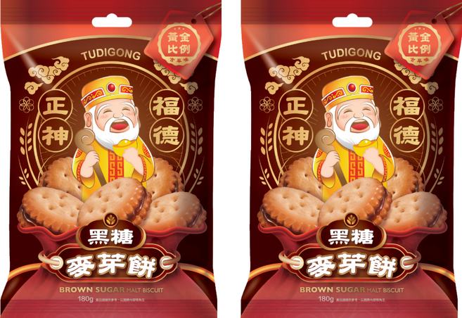 黃金比例 土地公黑糖麥芽餅, 2個, 180g