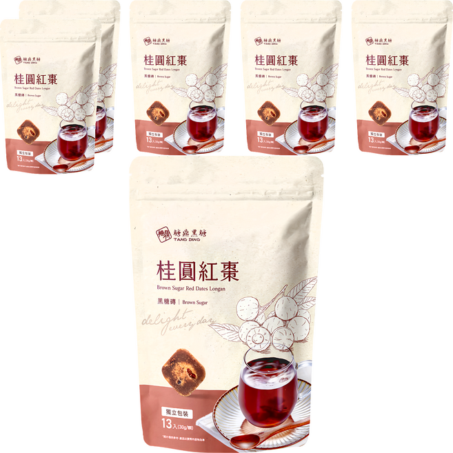 糖鼎 桂圓紅棗黑糖磚, 30g, 13顆, 6袋