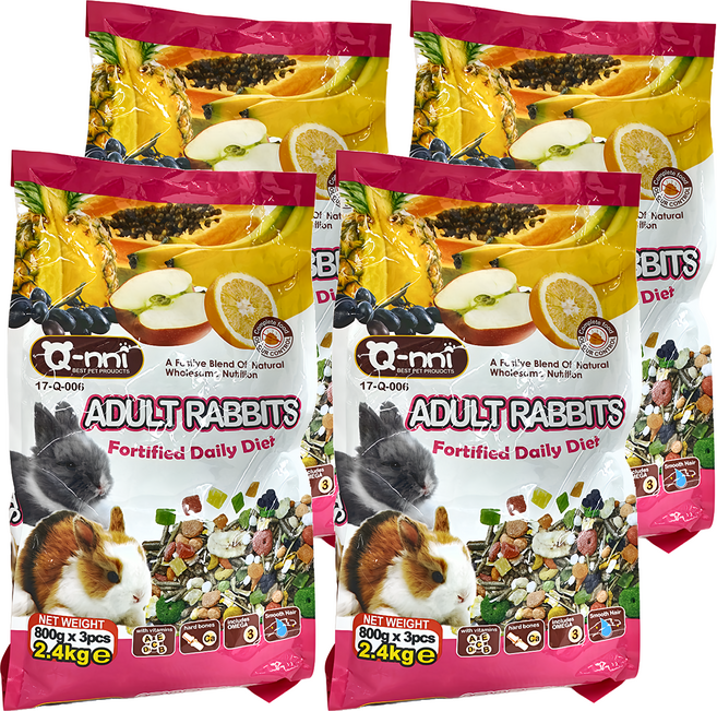 Q-nni 寵物兔水果大餐飼料, 2400g, 4袋