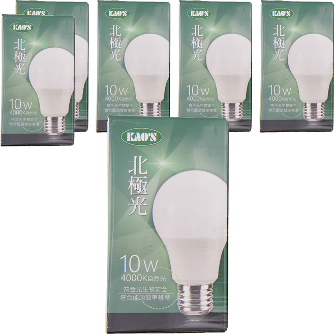 KAO'S 高氏 北極光球泡 10W, 6個