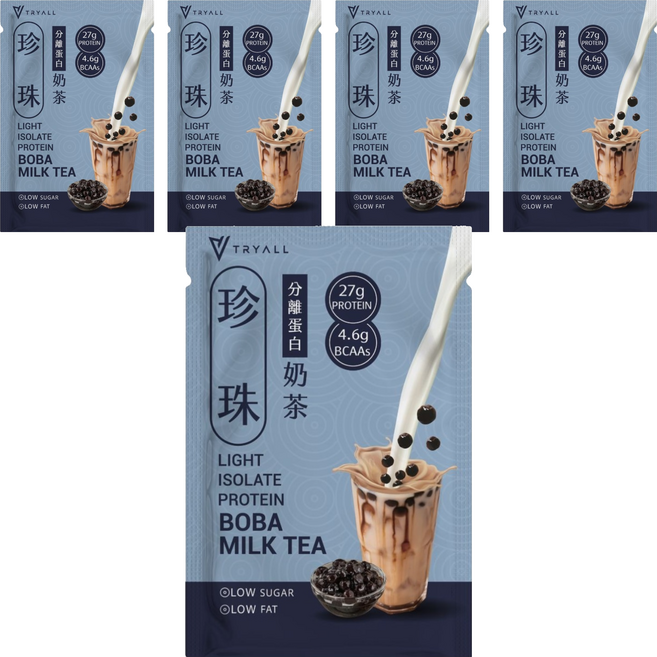 TRYALL Essential Light 分離乳清蛋白 珍珠奶茶, 35g, 5個