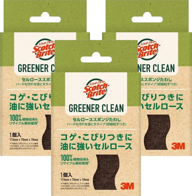 3M Scotch-Brite 百利 天然木漿棉菜瓜布 強力去汙, 1片, 3盒